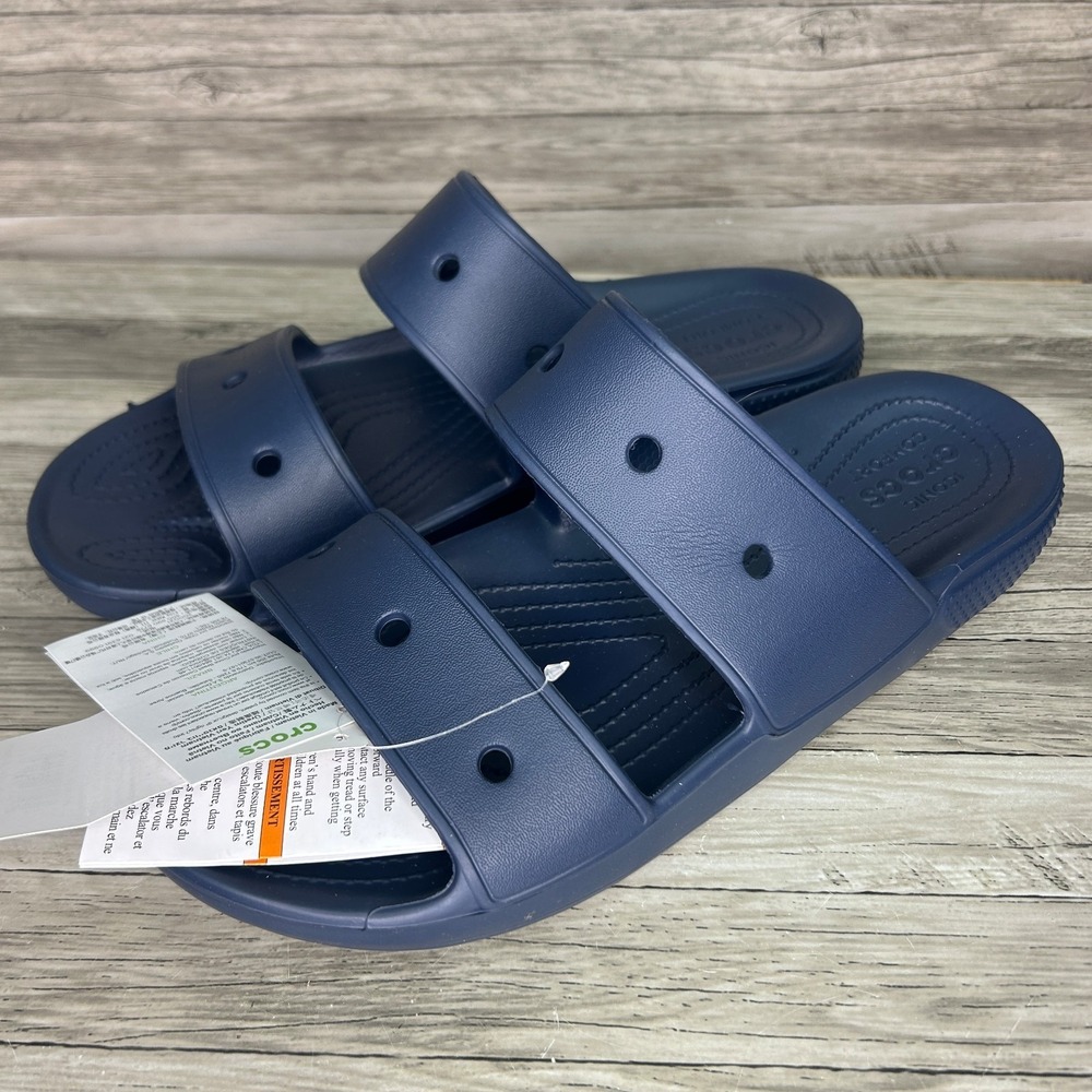 Crocs Classic Sandal Mens Size 11 Mens 2 Straps Casual Slides Shoes Navy Blue